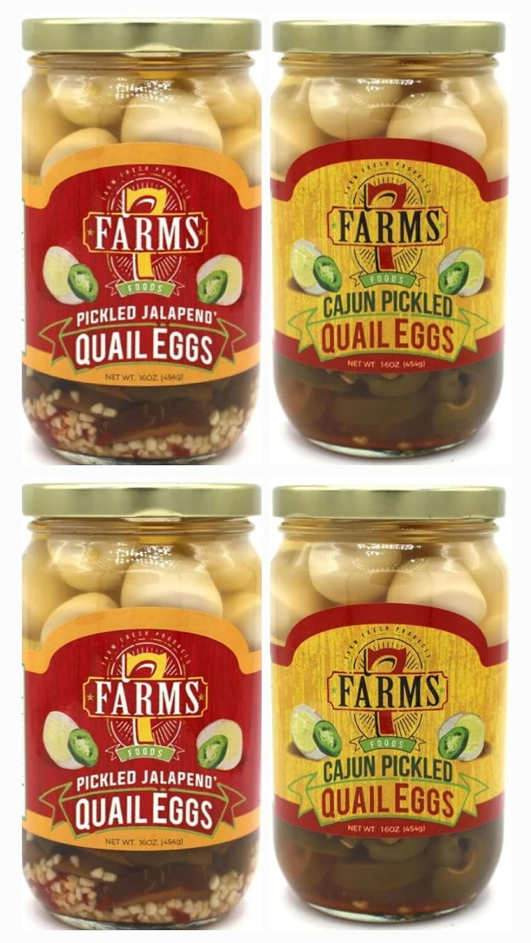 7 Farms Pickled Quail Egg Variety Pack of 4 | 2 - Cajun, and 2
