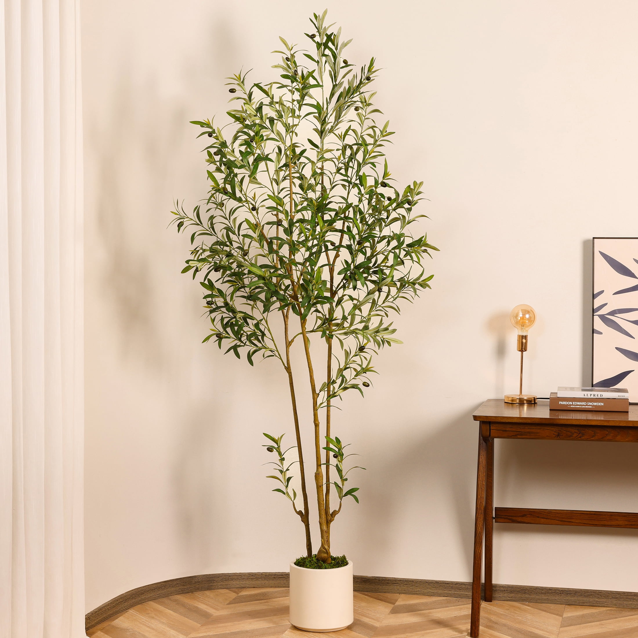 7 Feet (84'') Artificial Olive Tree Fluffy Plants Indoor for Home ...