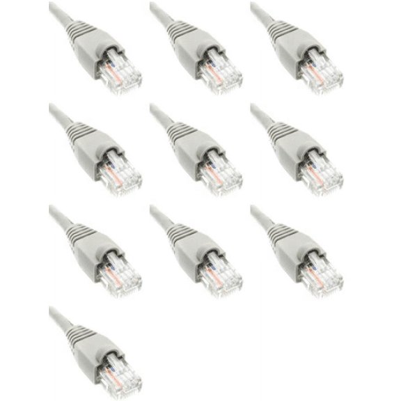 7 Feet Cat6 Ethernet Network Patch Cables Gray RJ45 m/m (10 Pack)