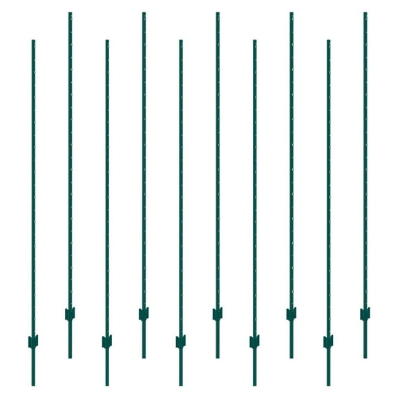 Fence Post T-Posts Heavy Duty Metal Green Q235 Steel 10 Pack 7ft