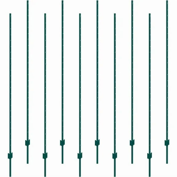 7 Feet Heavy Duty Green Metal T Fence Posts 10 Pack