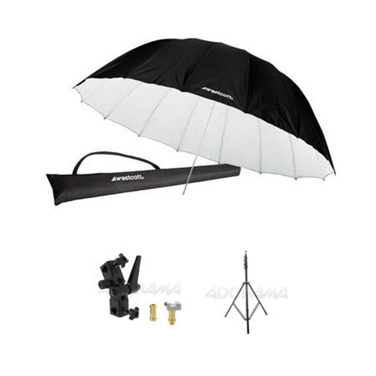 Westcott 7' White and Black Parabolic Umbrella with Fiberglass Frame