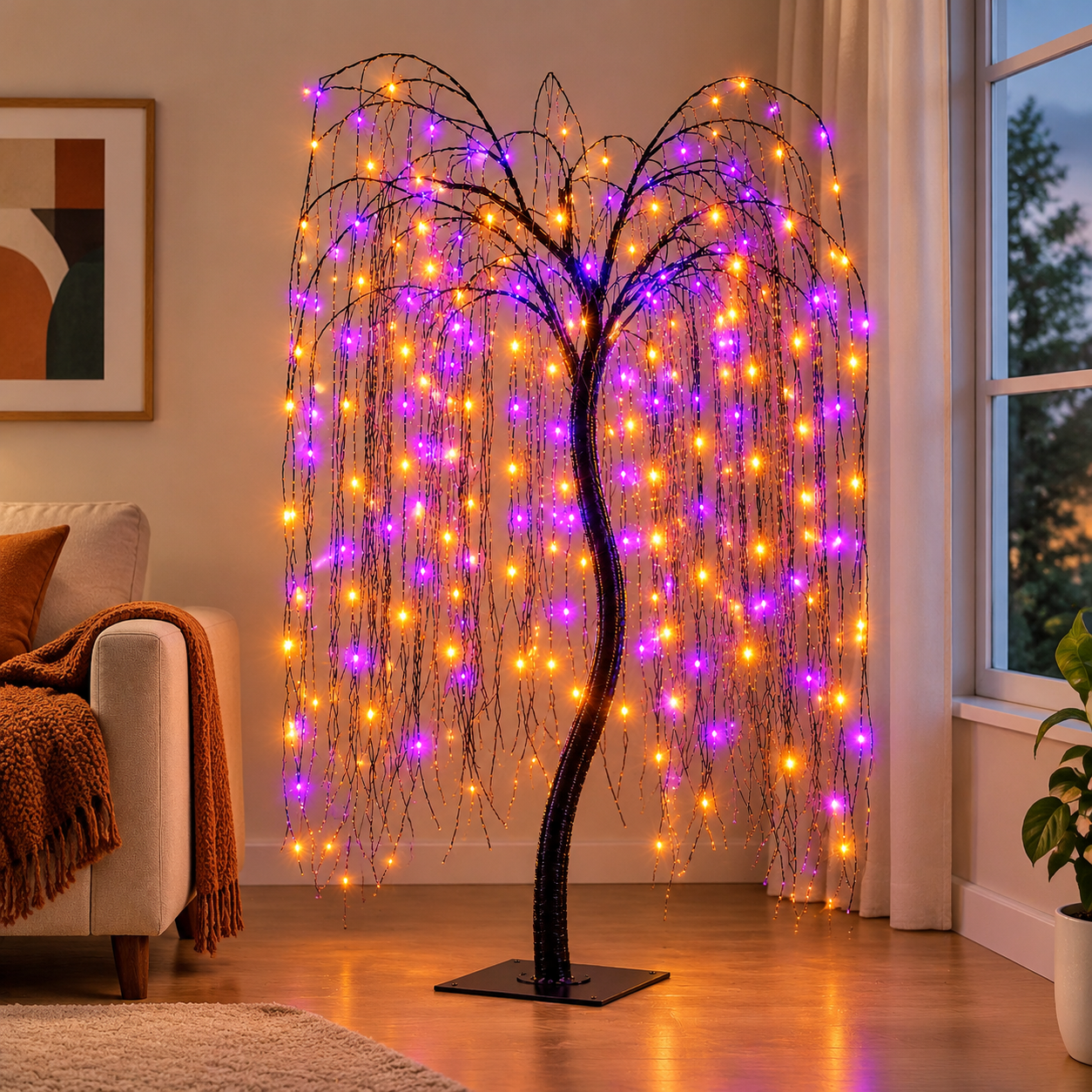 Tree Led Night Light 7 Feet Willow Tree 256 Led Lights For Home Festival Nativity Party ...