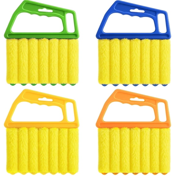 7-Finger Blind Cleaner with Washable Microfiber Sleeves for Window Blinds Vents and Fans, 2-4 Pack