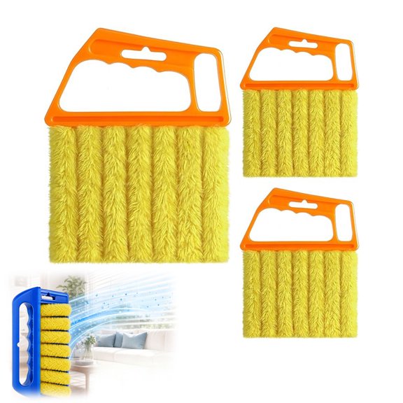 7 Fingers Blind Cleaner Tool – Washable Microfiber Duster for Venetian Blinds, Air Conditioner Vents, Crevice Cleaning Brush with Easy-Grip Handle (Orange,3pcs)