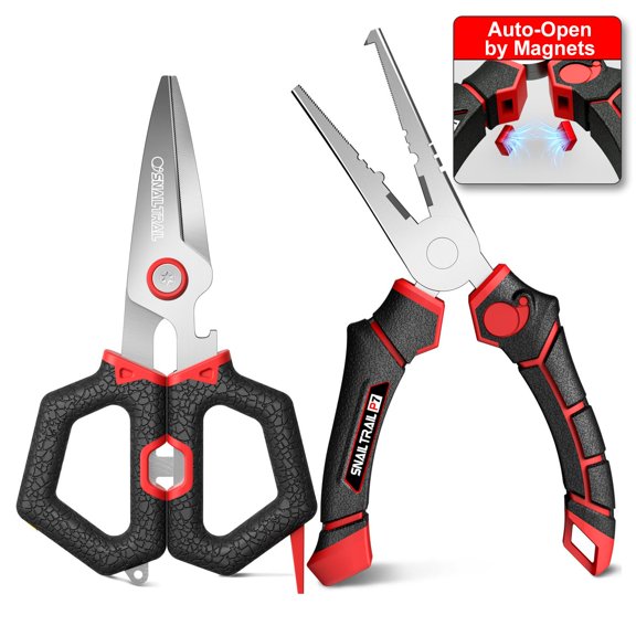 7" Fishing Pliers & 6" Serrated Line Scissors Kit Carbon Steel