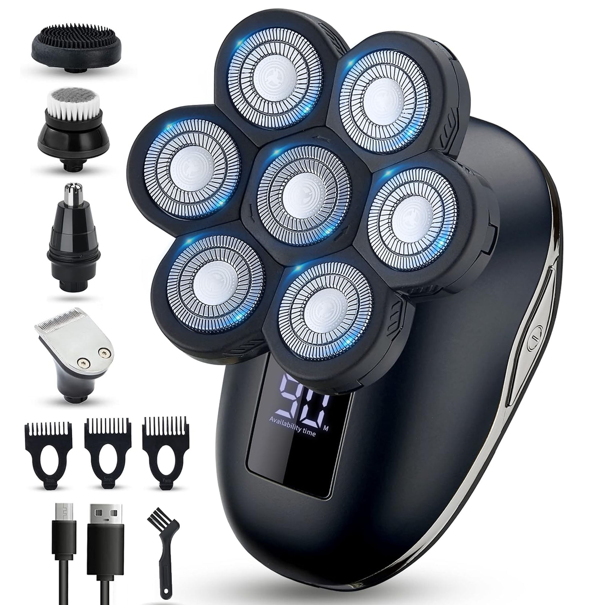 7 Floating Heads Electric Shavers for Bald Men Razors with Nose&Ear ...