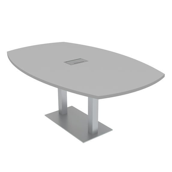 7 Foot Arc Boat Conference Table With Square Metal Base Power And Data