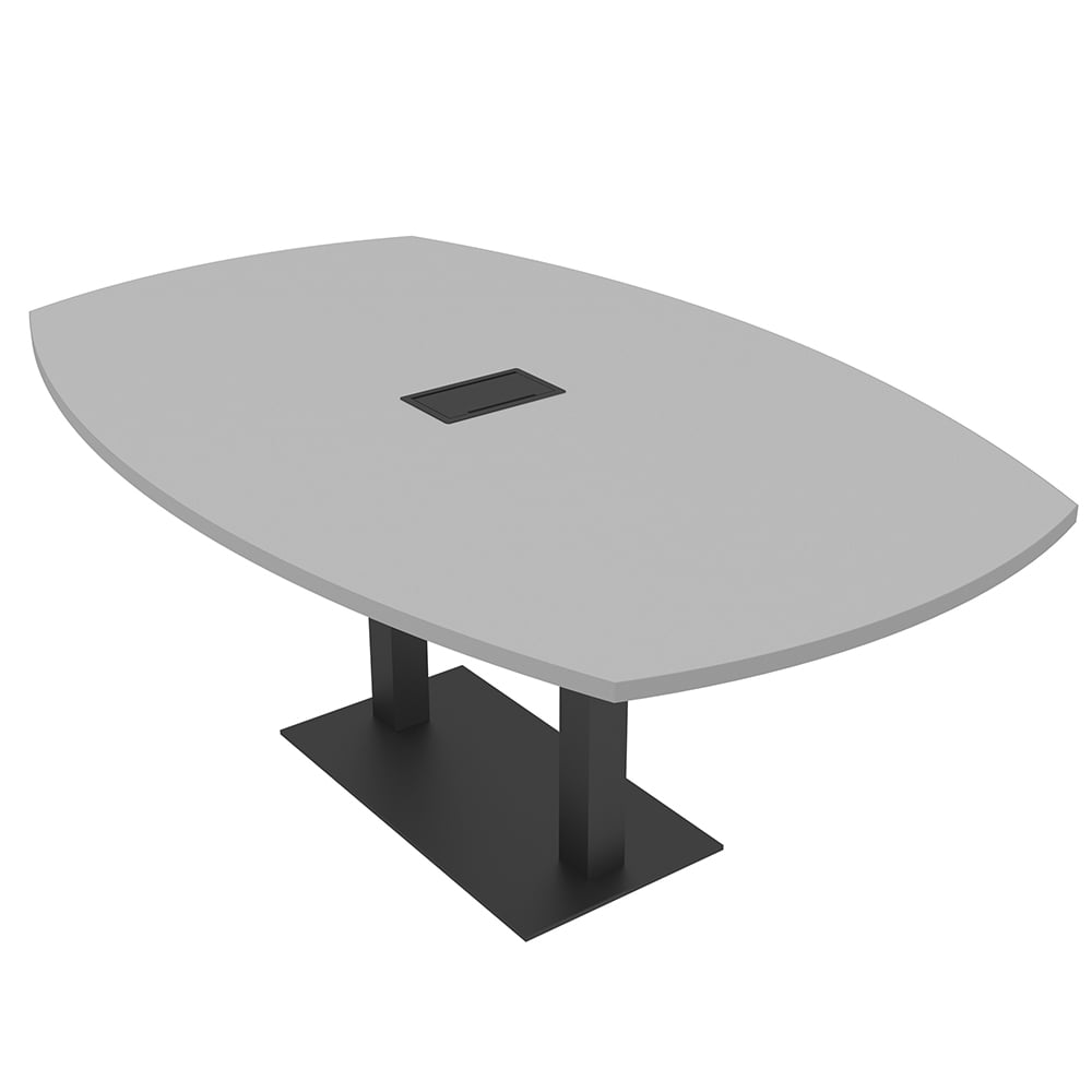 7 Foot Arc Boat Conference Table With Square Metal Base Power And Data ...