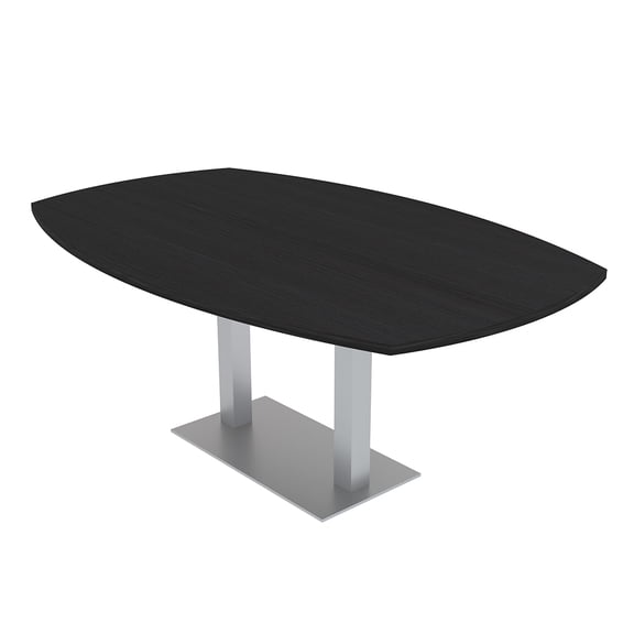 7 Foot Arc Boat Conference Table With Square Metal Base Power And Data