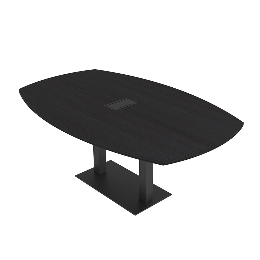 7 Foot Arc Boat Conference Table With Square Metal Base Power And Data ...