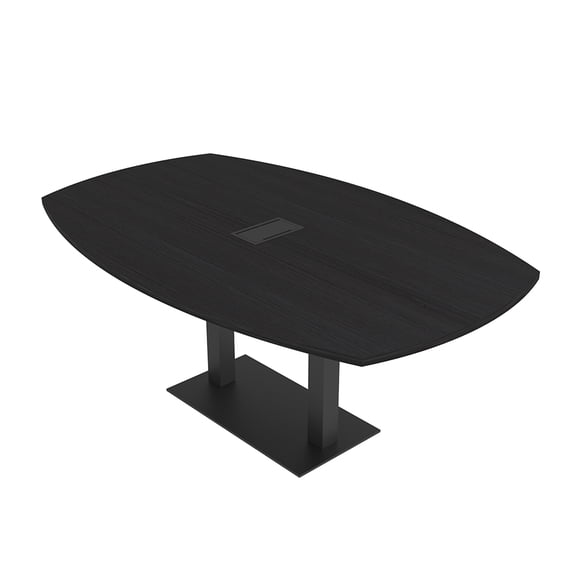 7 Foot Arc Boat Conference Table With Square Metal Base Power And Data