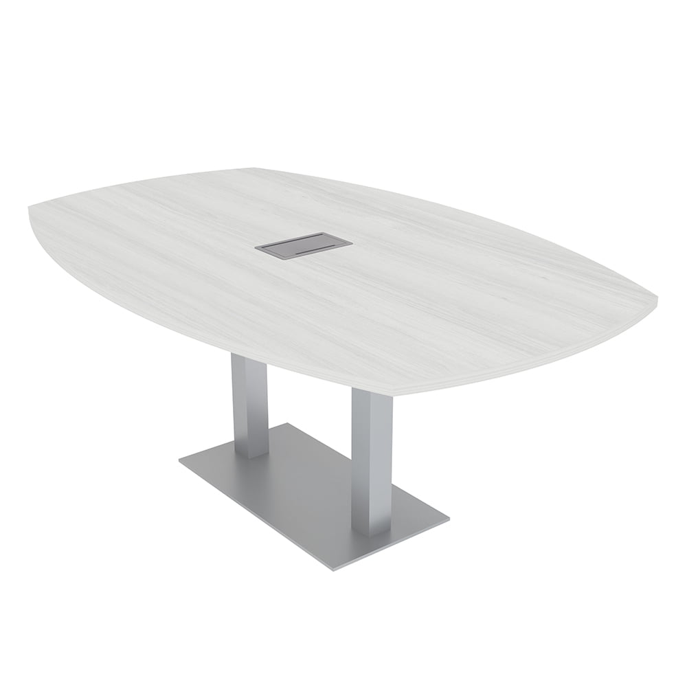 7 Foot Arc Boat Conference Table With Square Metal Base Power And Data ...