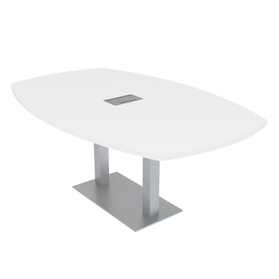 7 Foot Arc Boat Conference Table With Square Metal Base Power And Data