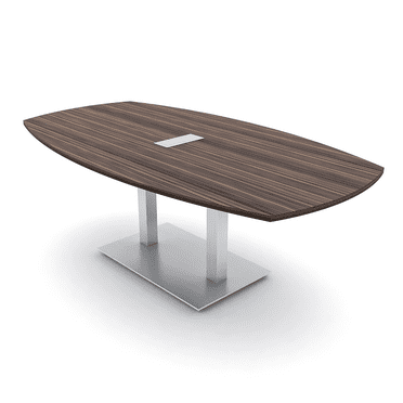 7 Foot Arc Boat Conference Table With Square Metal Base Power And Data