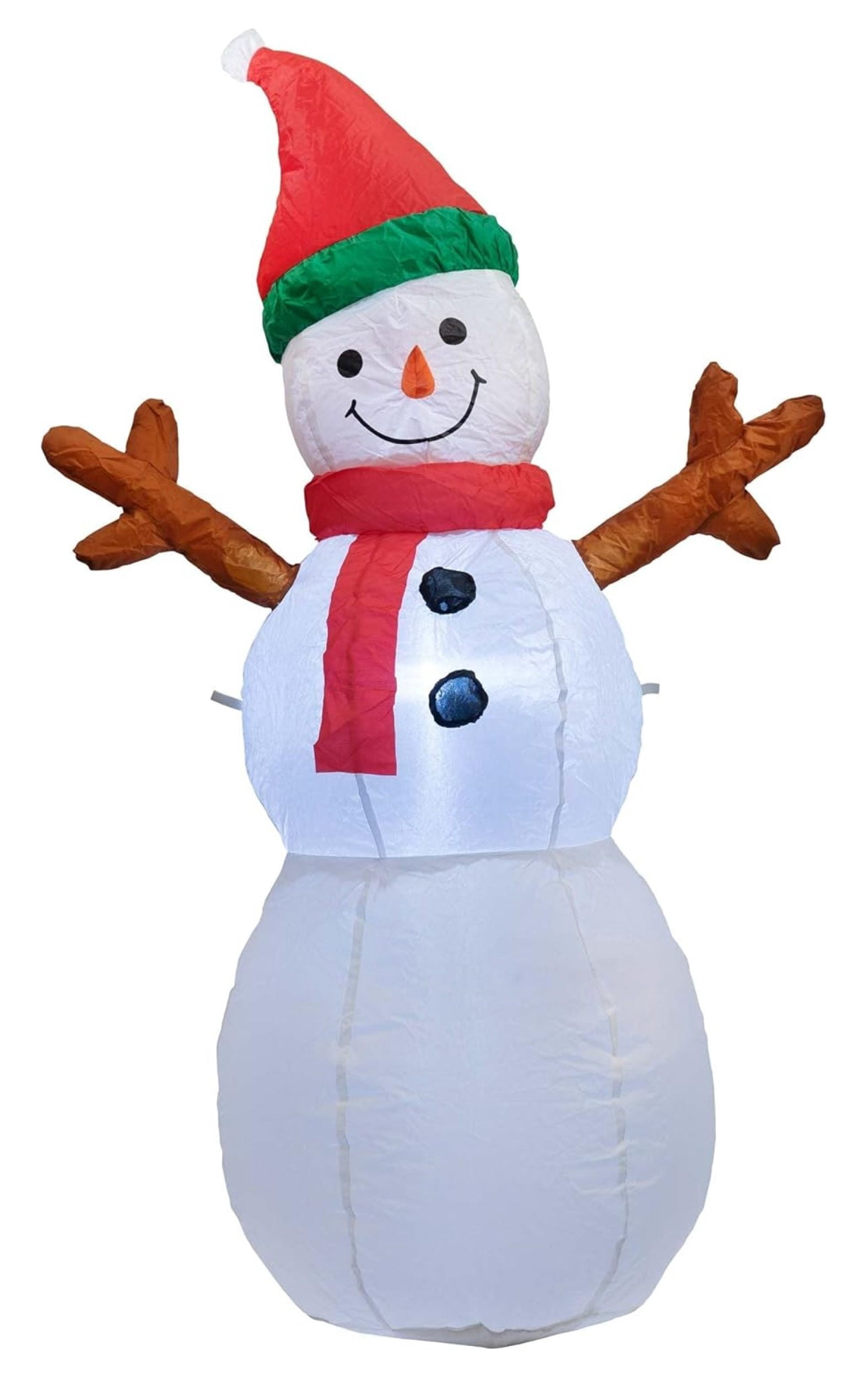 PRODUCTWORKS 7-Foot Inflatable Snowman Christmas Decoration - Candy Cane Lane Outdoor Yard Inflatable