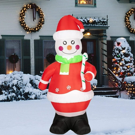 7 Foot Christmas Inflatable Snowman with LED Lights Outdoor Yard Lawn Garden Decor Includes Stakes