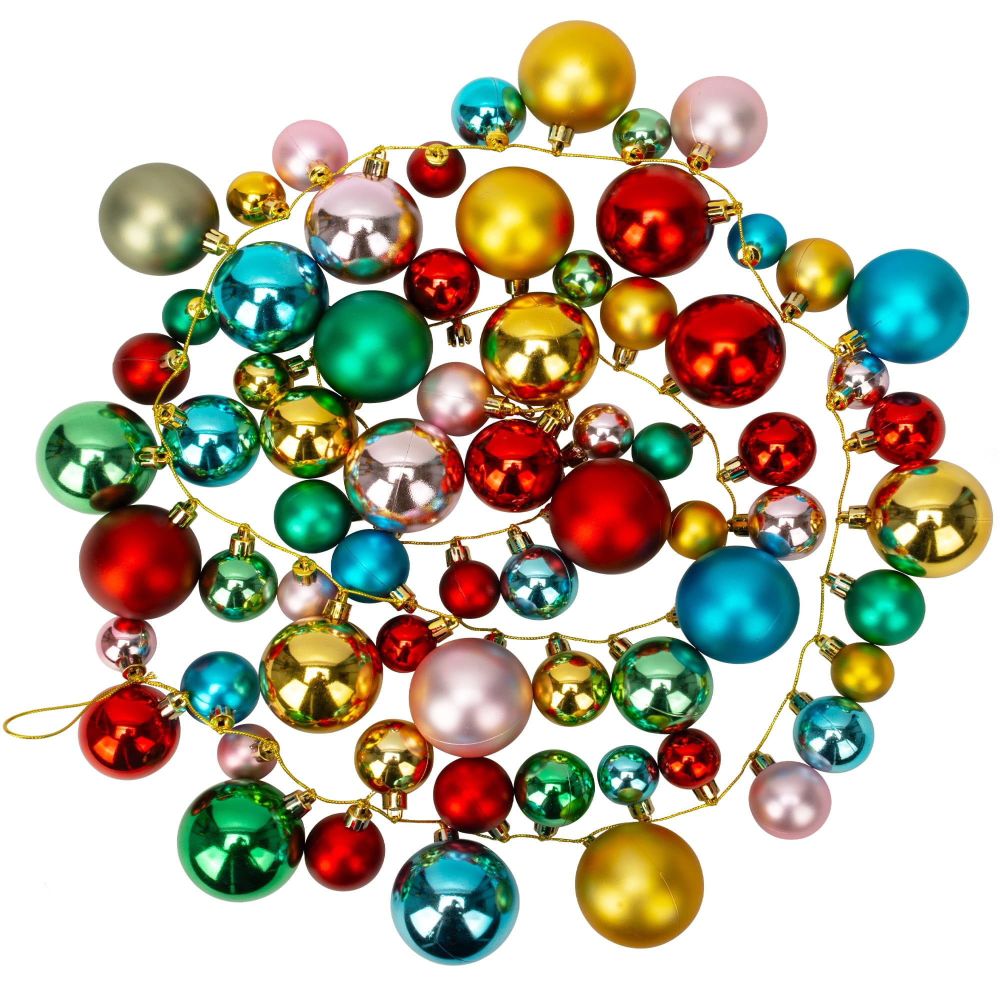 7-Foot Multicolor Shatterproof Christmas Ball Garland