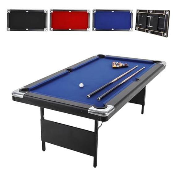 7 Foot Pool 7 Foot Foldable Pool Table, Portable Billiards Table, No Assembly, Blue ...