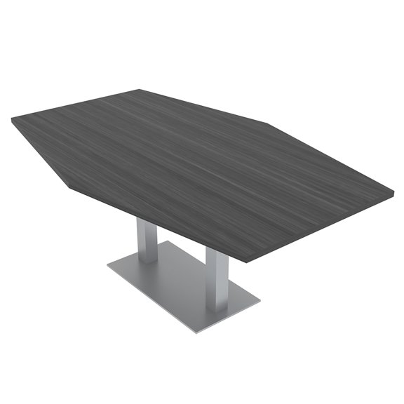 7 Foot Hexagon Conference Table With Square Metal Base Power And Data