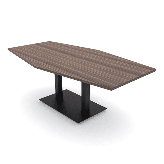 7 Foot Hexagon Conference Table With Square Metal Base Power And Data