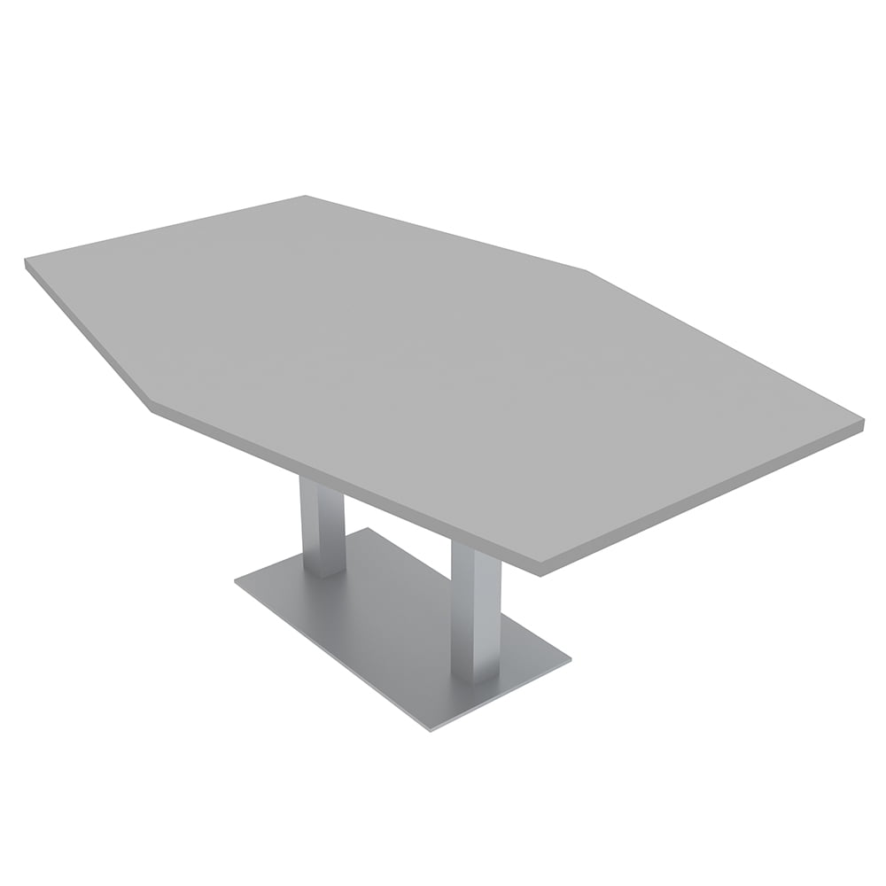7 Foot Hexagon Conference Table With Square Metal Base Power And Data ...