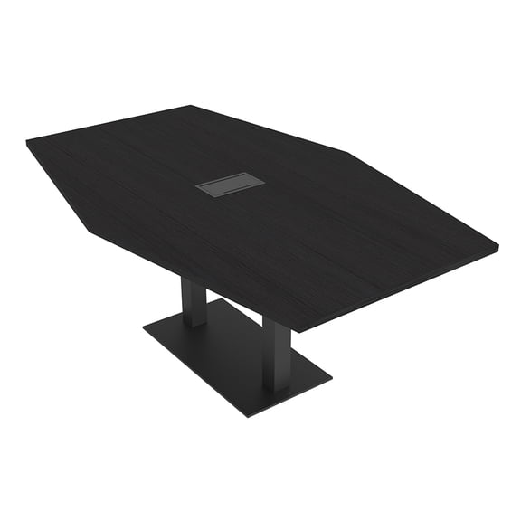 7 Foot Hexagon Conference Table With Square Metal Base Power And Data