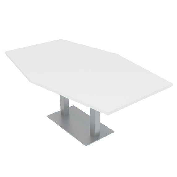 7 Foot Hexagon Conference Table With Square Metal Base Power And Data