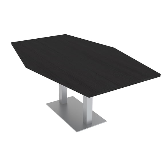 7 Foot Hexagon Conference Table With Square Metal Base Power And Data