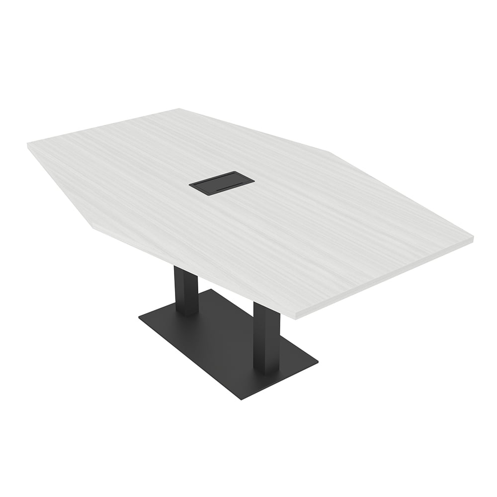 7 Foot Hexagon Conference Table With Square Metal Base Power