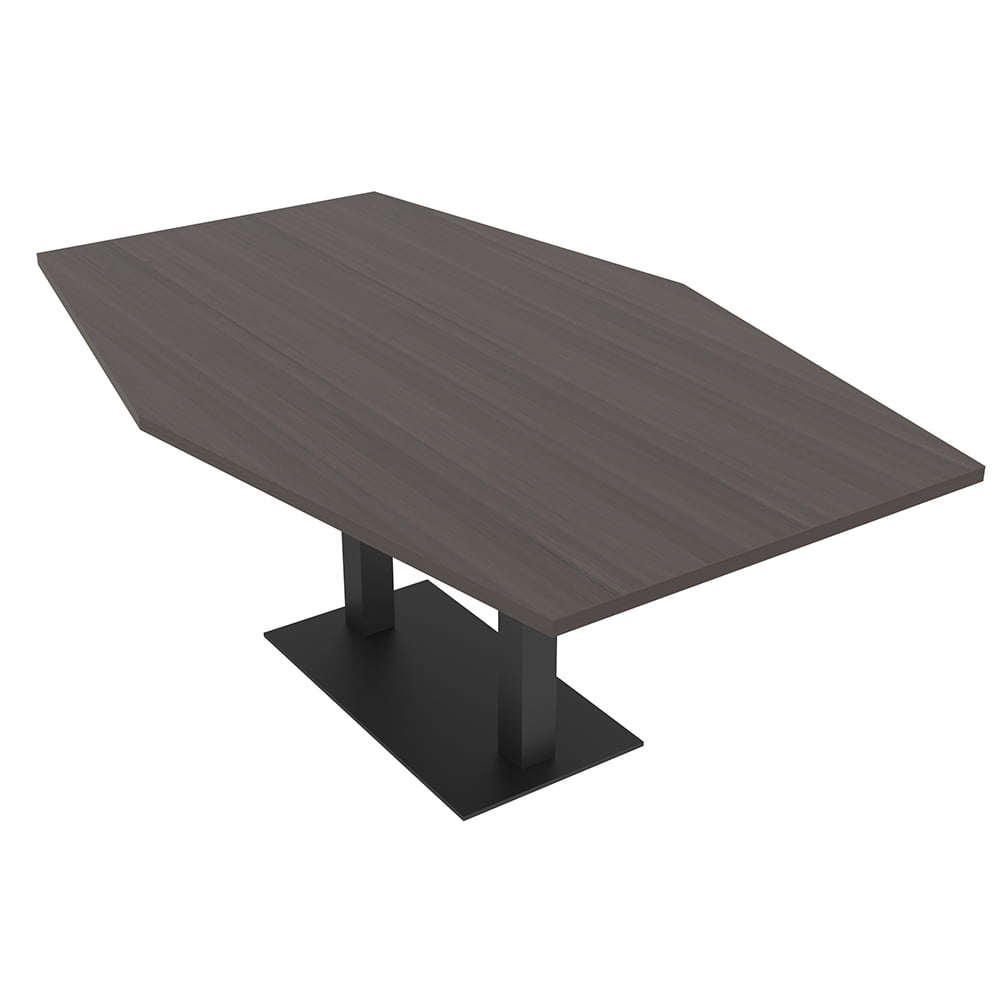 7 Foot Hexagon Conference Table With Square Metal Base Power And Data ...