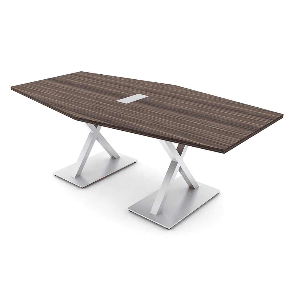 7 Foot Hexagon Shaped Conference Room Table With X Base Power And Data ...