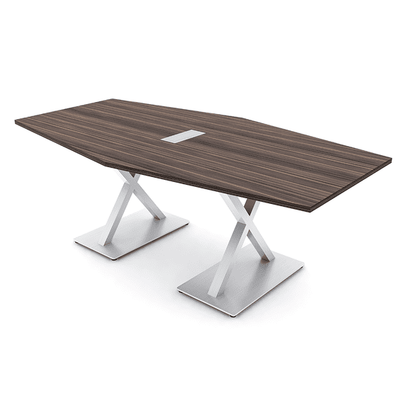 7 Foot Hexagon Shaped Conference Room Table With X Base Power And Data