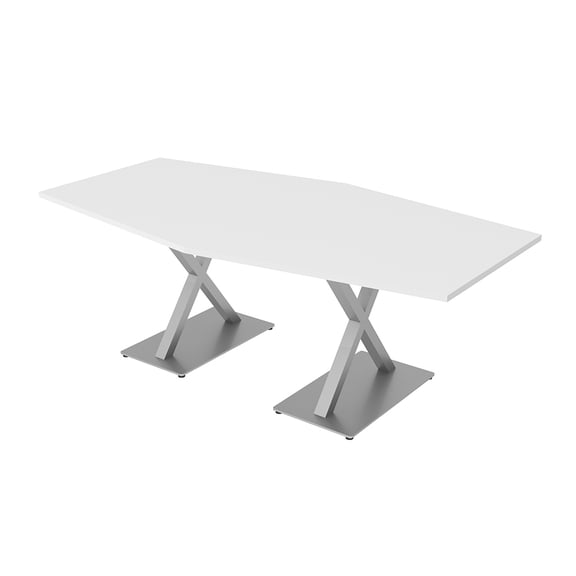 7 Foot Hexagon Shaped Conference Room Table With X Base Power And Data