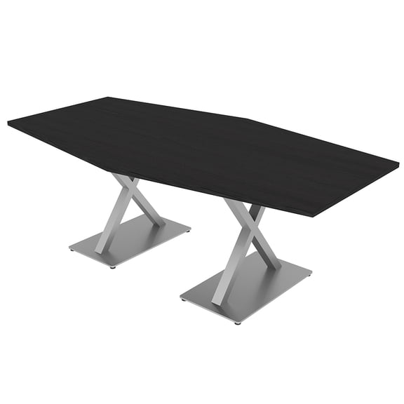 7 Foot Hexagon Shaped Conference Room Table With X Base Power And Data