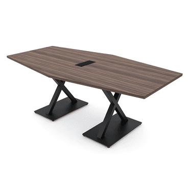 7 Foot Hexagon Shaped Conference Room Table With X Base Power And Data