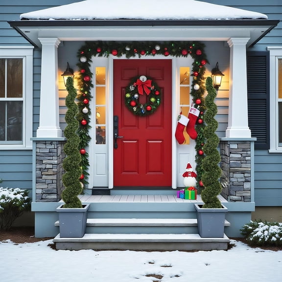 7 Foot Large Spiral Topiary Trees Artificial Outdoor Set of 2, Faux Boxwood Plants Outside - All-Year Green Fake Tall Tree for Home Office Front Porch Planter Decor 7ft