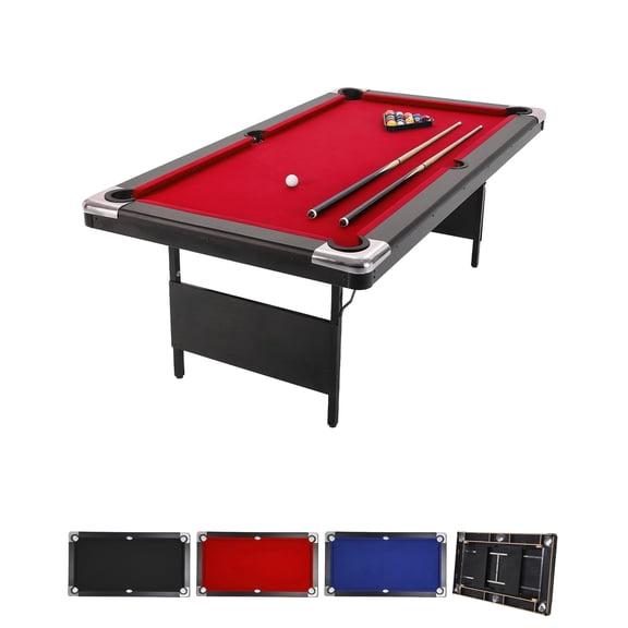 7 Foot Pool Table, Portable Billiards Tables, Folding Pool Table Includes Full Set of Billiard Balls, 2 Cue Sticks, Chalk & Felt Brush for Family Game Room