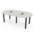 thumbnail image 1 of 7 Foot Racetrack Conference Room Table Power And Data  Post Legs, 1 of 7