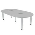 thumbnail image 1 of 7 Foot Racetrack Conference Room Table Power And Data Silver Post Legs, 1 of 7