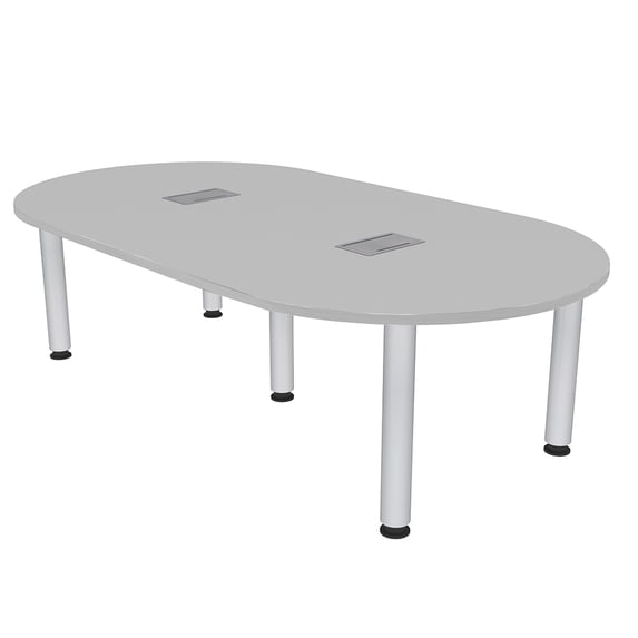 7 Foot Racetrack Conference Room Table Power And Data Silver Post Legs
