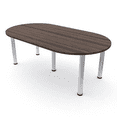 thumbnail image 1 of 7 Foot Racetrack Conference Room Table Power And Data Silver Post Legs, 1 of 5