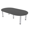 thumbnail image 1 of 7 Foot Racetrack Conference Room Table Power And Data Silver Post Legs, 1 of 5