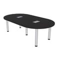 thumbnail image 1 of 7 Foot Racetrack Conference Room Table Power And Data Silver Post Legs, 1 of 7