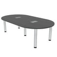 thumbnail image 1 of 7 Foot Racetrack Conference Room Table Power And Data Silver Post Legs, 1 of 7