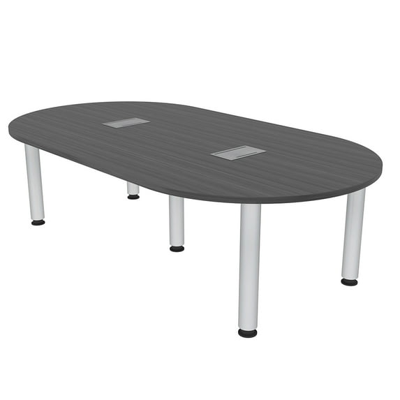 7 Foot Racetrack Conference Room Table Power And Data Silver Post Legs