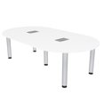 thumbnail image 1 of 7 Foot Racetrack Conference Room Table Power And Data Silver Post Legs, 1 of 7