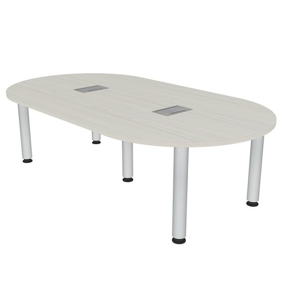 7 Foot Racetrack Conference Room Table Power And Data Silver Post Legs