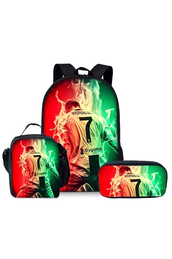 7# Football Player Print Backpack Set of Three Unisex