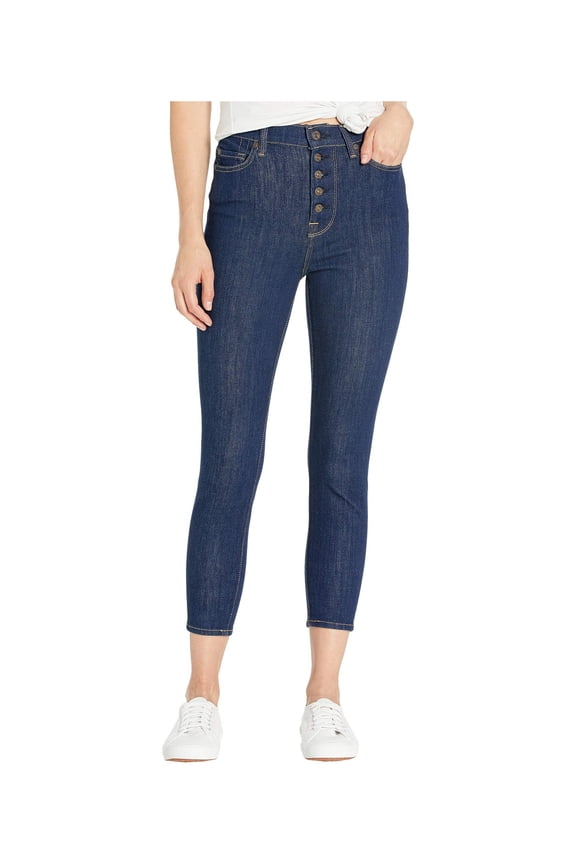 Aubrey Cropped Button Fly Skinny Jeans Blue/Uptown Rinsed 28